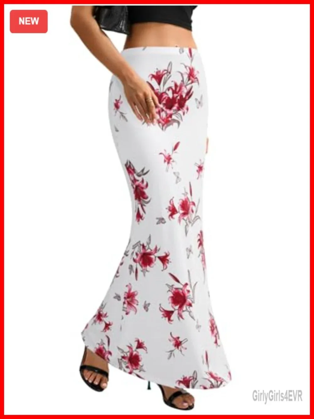 High Waist Flare Bodycon Maxi Skirt 95% Polyester 5% Spandex